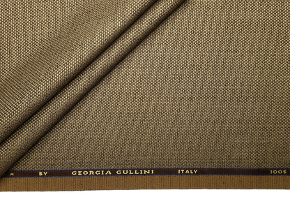 Georgia Gullini Italy Super 100s Merino Wool Blended Premium Suiting Fabric (Mustrad Brown, Textured)