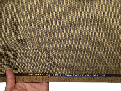 Georgia Gullini Italy Super 100s Merino Wool Blended Premium Suiting Fabric (Mustrad Brown, Textured)