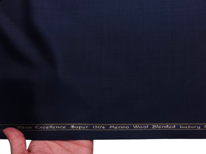Georgia Gullini Italy Super 130s Merino Wool Blended Suiting Fabric (Blue, Plain)