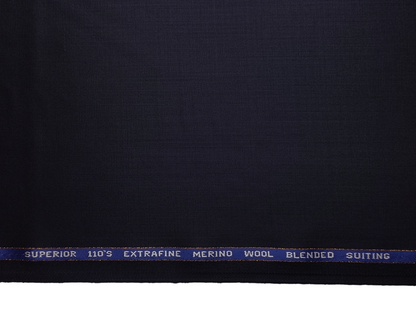 Georgia Gullini Italy Carino 45% Wool Super 110s Merino Wool Blended Suiting Fabric (Deep Navy Blue, Plain)
