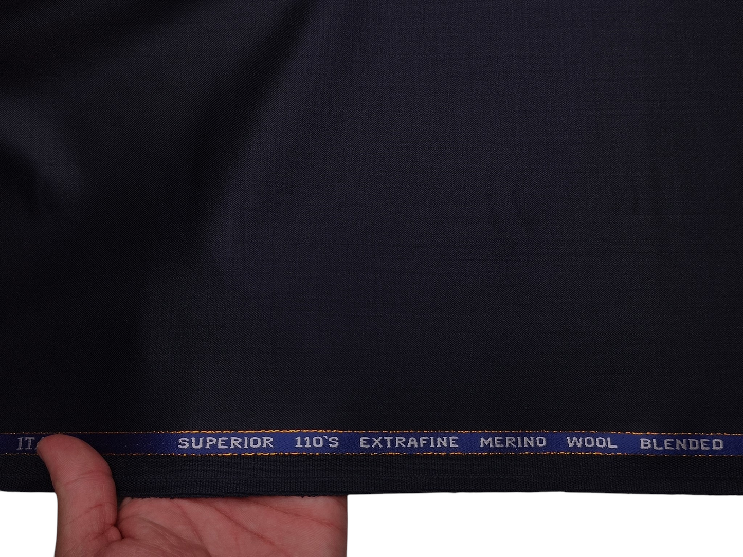 Georgia Gullini Italy Carino 45% Wool Super 110s Merino Wool Blended Suiting Fabric (Deep Navy Blue, Plain)