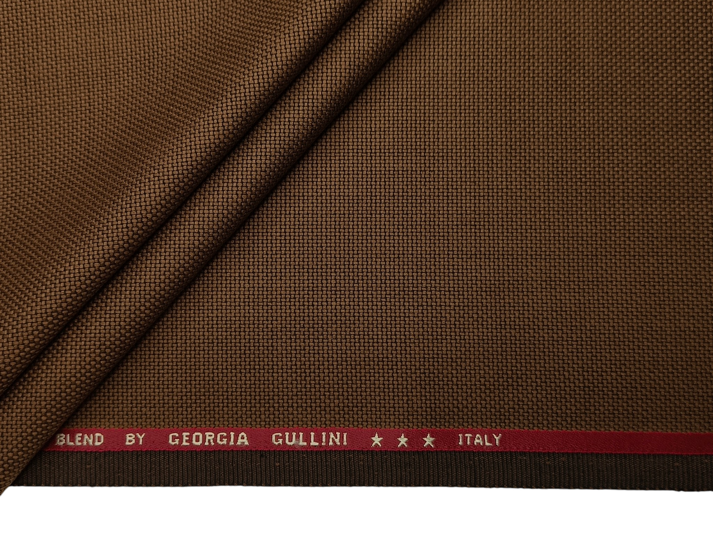 Georgia Gullini Italy Bonnington Super 100s Merino Wool Blended Premium Suiting Fabric (Dark Brown, Hopsack Weave)