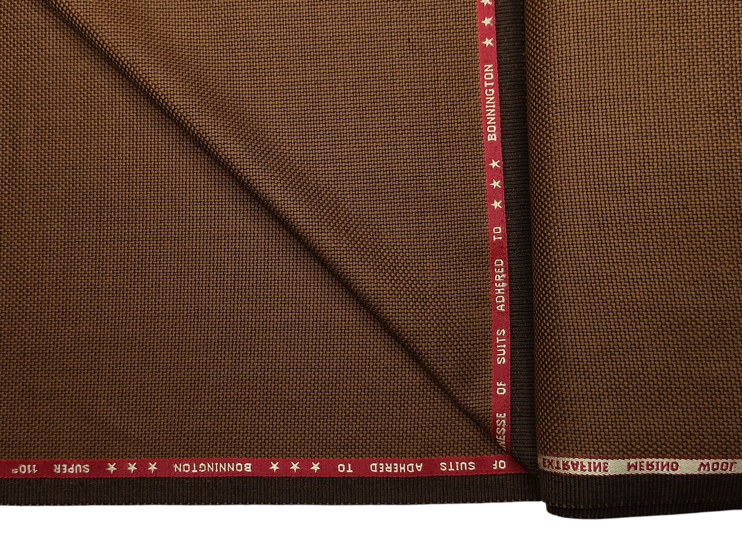 Georgia Gullini Italy Bonnington Super 100s Merino Wool Blended Premium Suiting Fabric (Dark Brown, Hopsack Weave)