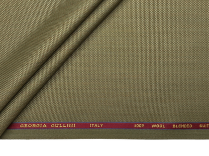 Georgia Gullini Italy Maestro Super 100s Merino Wool Blended Premium Suiting Fabric (Dusty Olive, Textured)