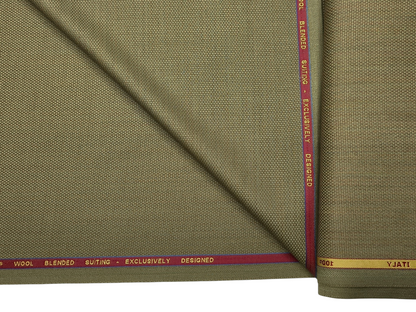 Georgia Gullini Italy Maestro Super 100s Merino Wool Blended Premium Suiting Fabric (Dusty Olive, Textured)