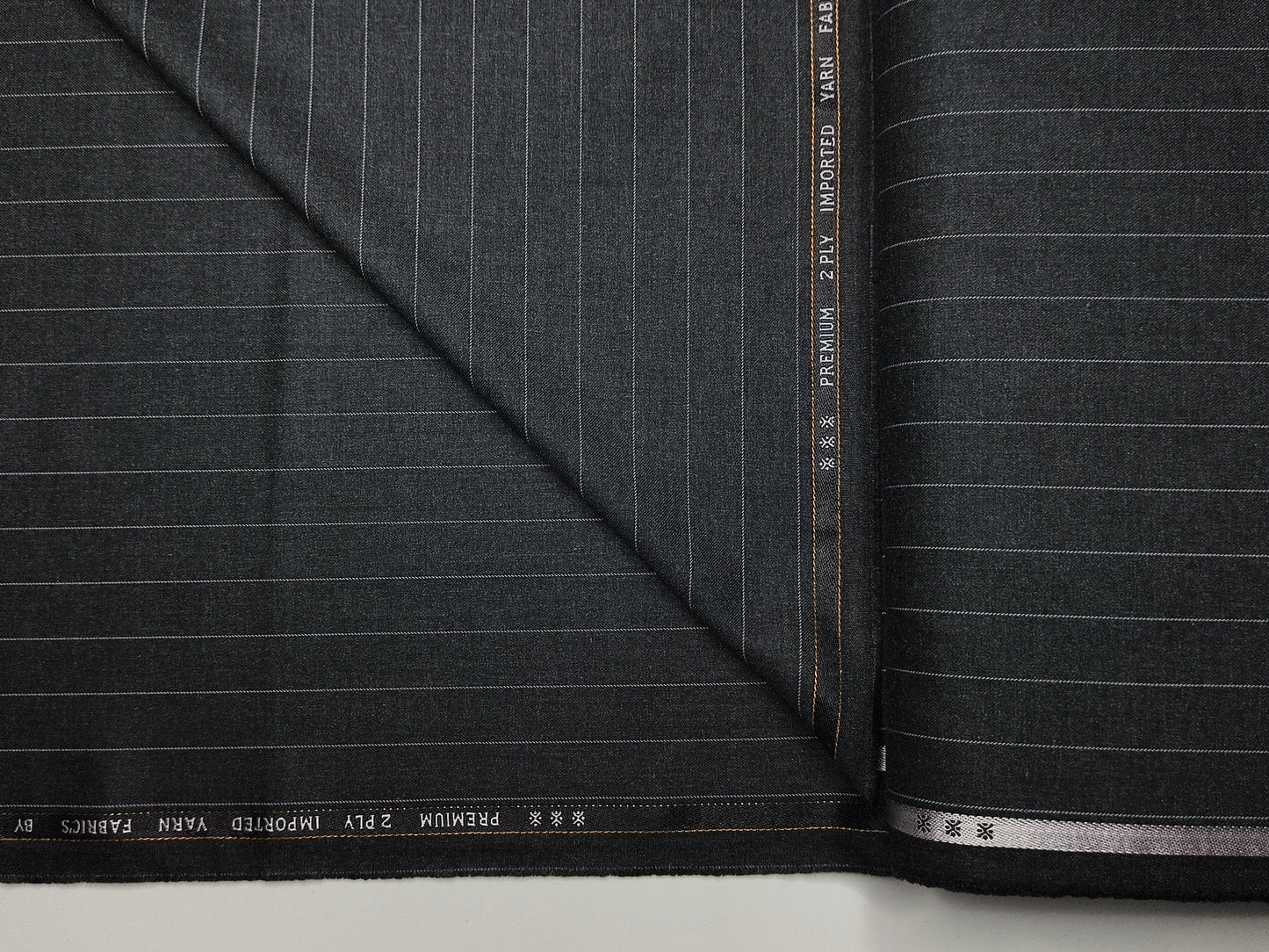 Canetti Italy 2PLY Premium TR Suiting Fabric (Charcoal Grey, Pinstripes)