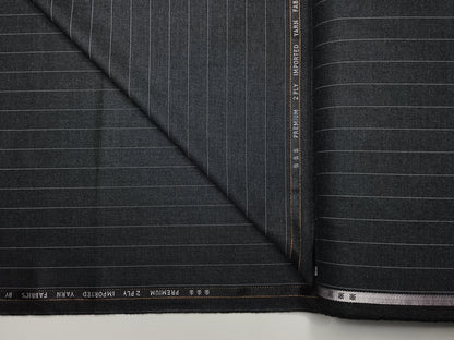 Canetti Italy 2PLY Premium TR Suiting Fabric (Charcoal Grey, Pinstripes)