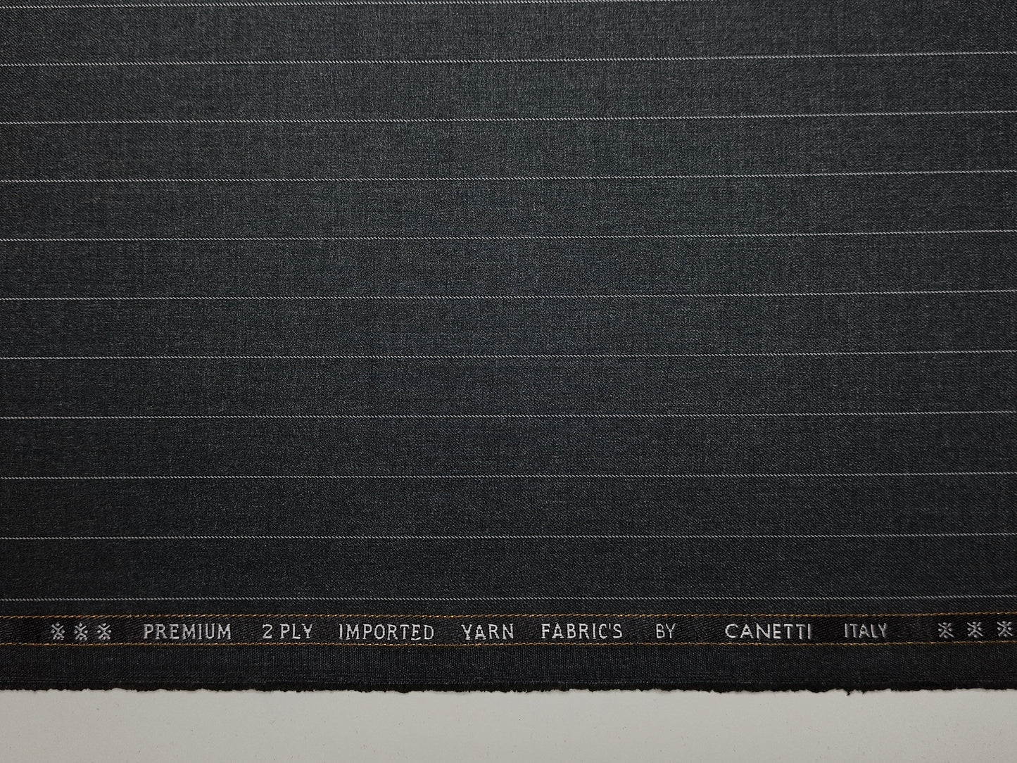 Canetti Italy 2PLY Premium TR Suiting Fabric (Charcoal Grey, Pinstripes)