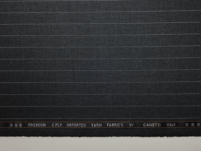 Canetti Italy 2PLY Premium TR Suiting Fabric (Charcoal Grey, Pinstripes)