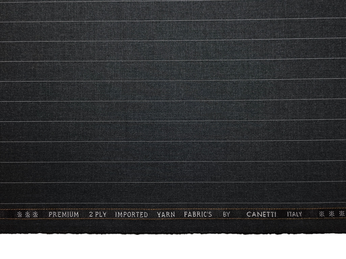 Canetti Italy 2PLY Premium TR Suiting Fabric (Charcoal Grey, Pinstripes)