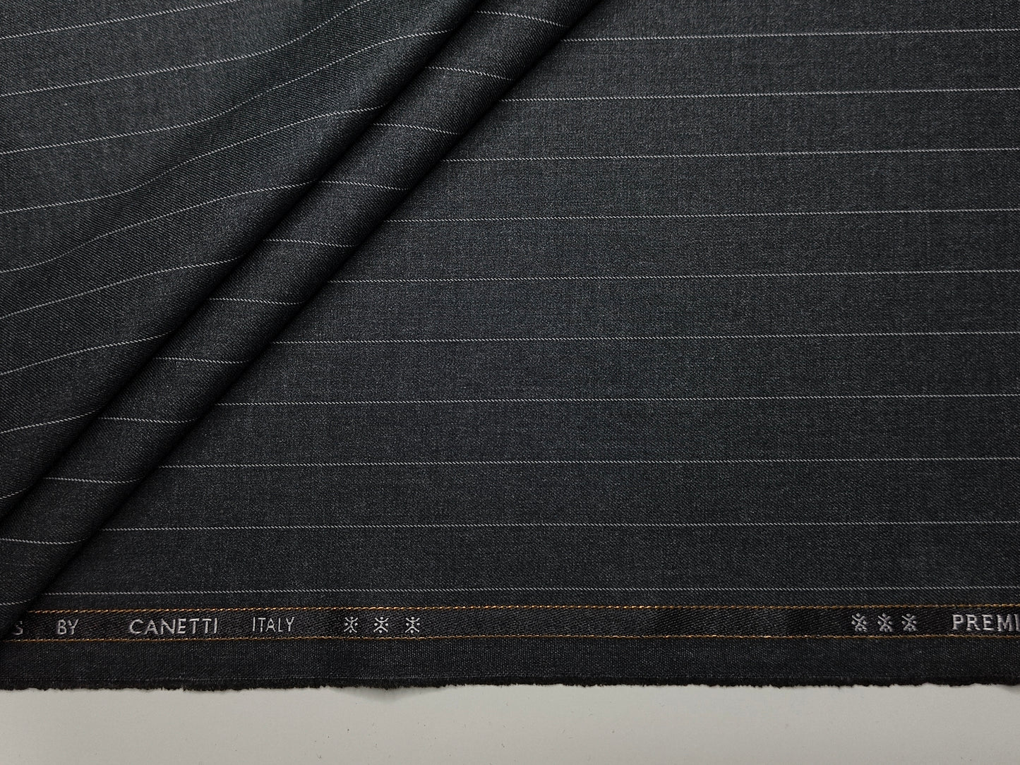 Canetti Italy 2PLY Premium TR Suiting Fabric (Charcoal Grey, Pinstripes)