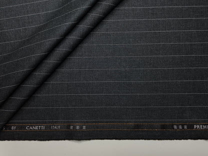 Canetti Italy 2PLY Premium TR Suiting Fabric (Charcoal Grey, Pinstripes)