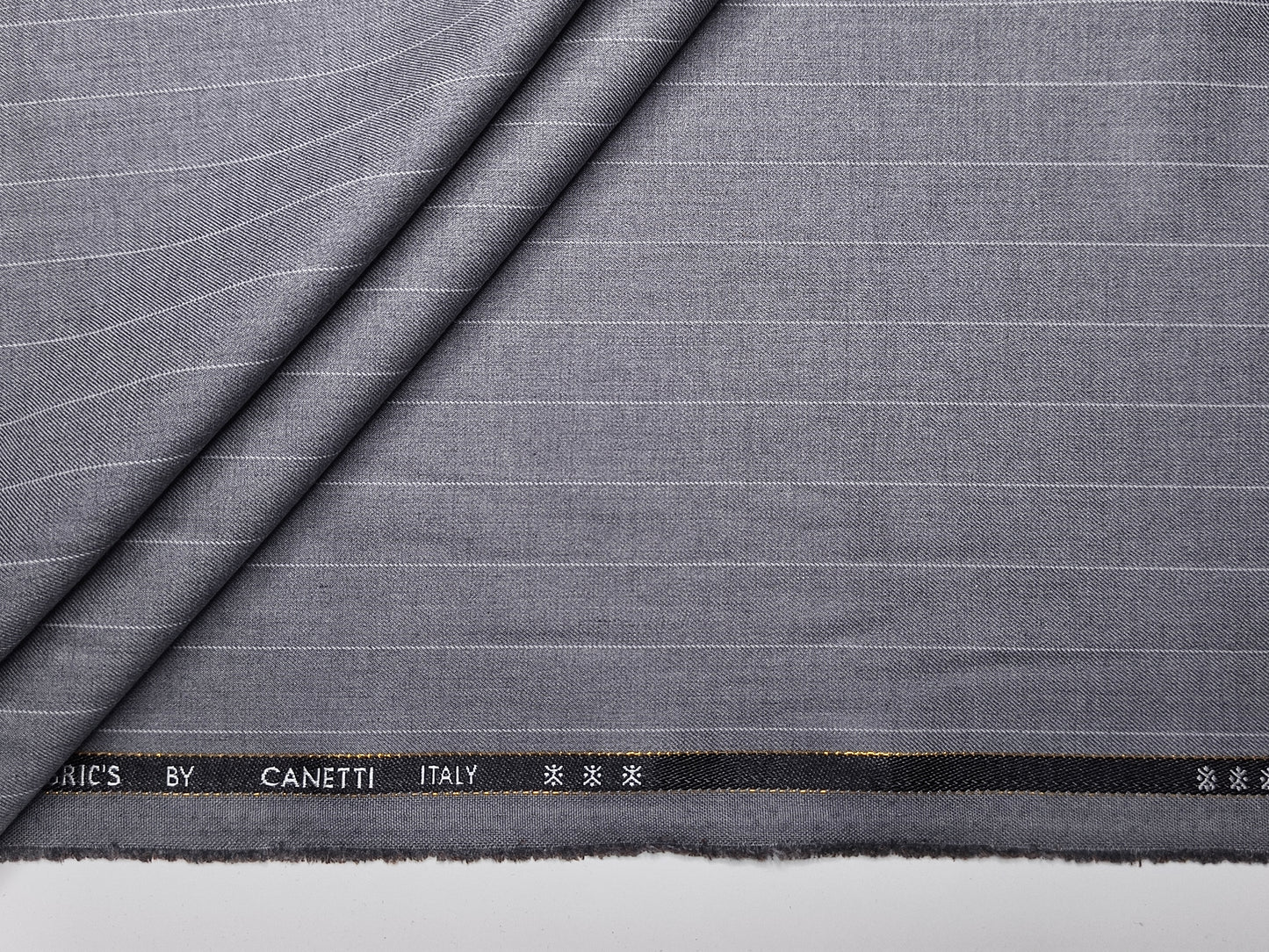 Canetti Italy 2PLY Premium TR Suiting Fabric (Grey, Pinstripes)