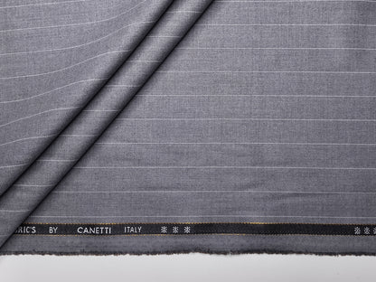 Canetti Italy 2PLY Premium TR Suiting Fabric (Grey, Pinstripes)