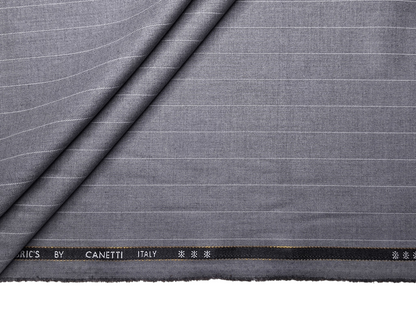 Canetti Italy 2PLY Premium TR Suiting Fabric (Grey, Pinstripes)