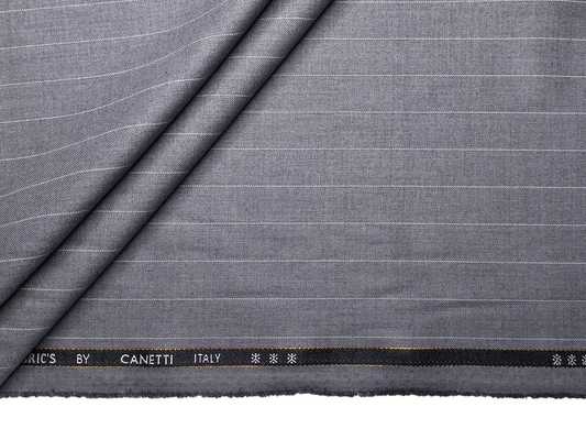 Canetti Italy 2PLY Premium TR Suiting Fabric (Grey, Pinstripes)