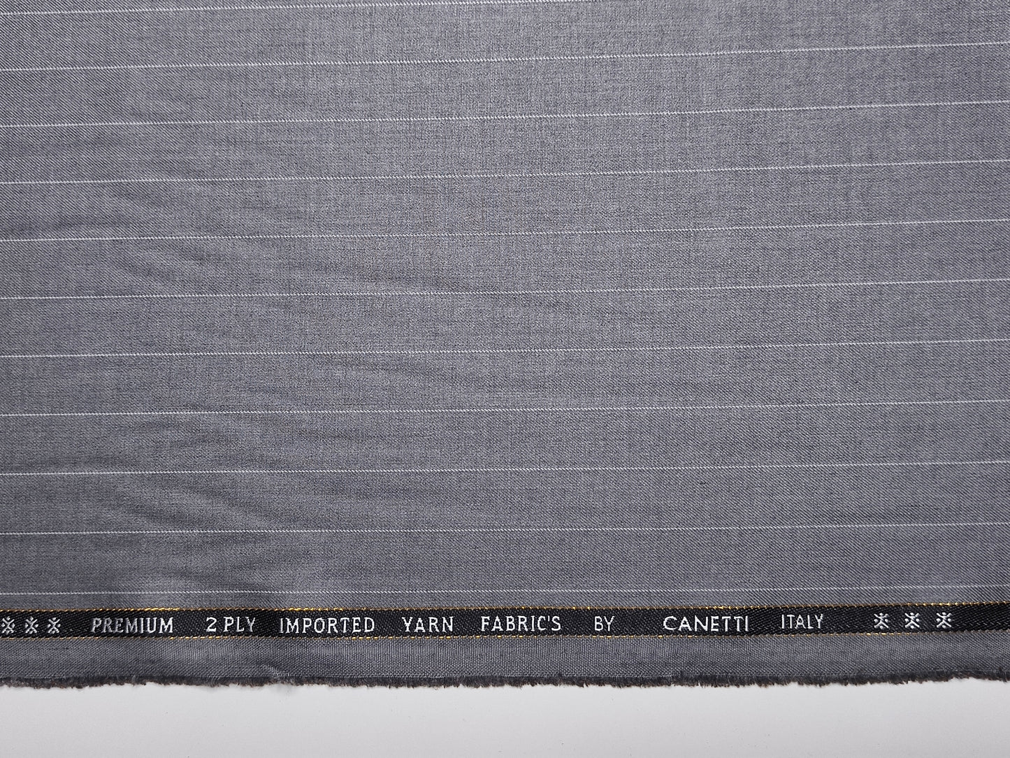 Canetti Italy 2PLY Premium TR Suiting Fabric (Grey, Pinstripes)