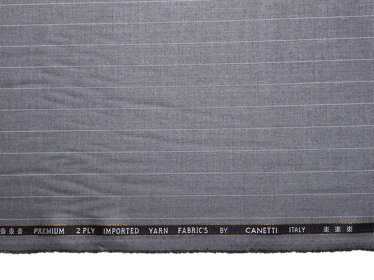 Canetti Italy 2PLY Premium TR Suiting Fabric (Grey, Pinstripes)