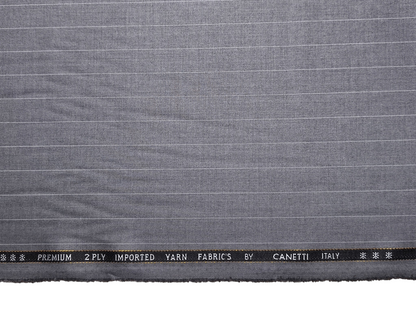 Canetti Italy 2PLY Premium TR Suiting Fabric (Grey, Pinstripes)