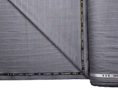Canetti Italy 2PLY Premium TR Suiting Fabric (Grey, Pinstripes)