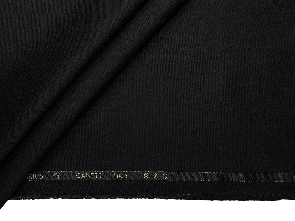 Canetti Italy 2PLY Premium TR Suiting Fabric (Jet Black, Plain)
