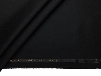 Canetti Italy 2PLY Premium TR Suiting Fabric (Jet Black, Plain)