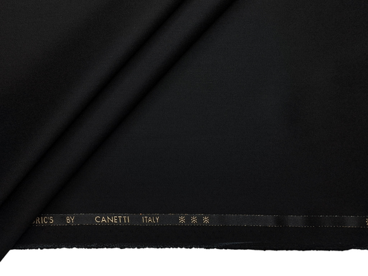 Canetti Italy 2PLY Premium TR Suiting Fabric (Jet Black, Plain)