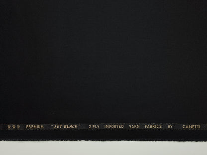 Canetti Italy 2PLY Premium TR Suiting Fabric (Jet Black, Plain)