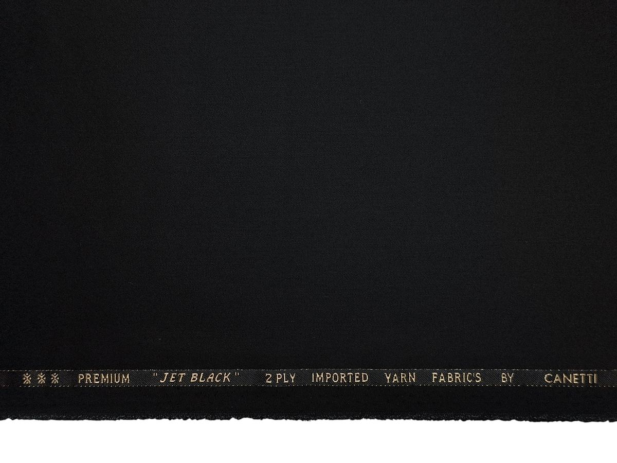 Canetti Italy 2PLY Premium TR Suiting Fabric (Jet Black, Plain)