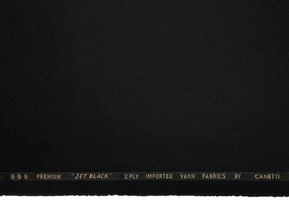 Canetti Italy 2PLY Premium TR Suiting Fabric (Jet Black, Plain)
