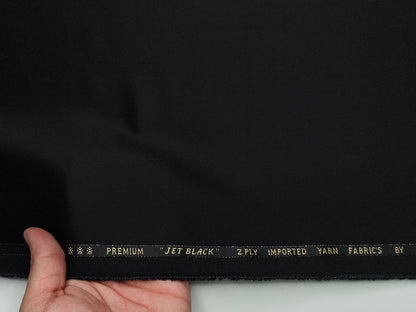 Canetti Italy 2PLY Premium TR Suiting Fabric (Jet Black, Plain)