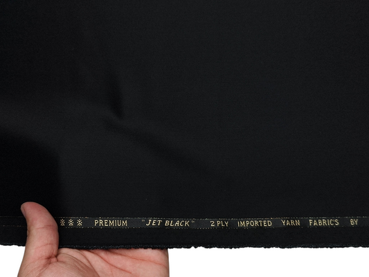 Canetti Italy 2PLY Premium TR Suiting Fabric (Jet Black, Plain)