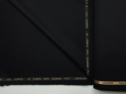 Canetti Italy 2PLY Premium TR Suiting Fabric (Jet Black, Plain)