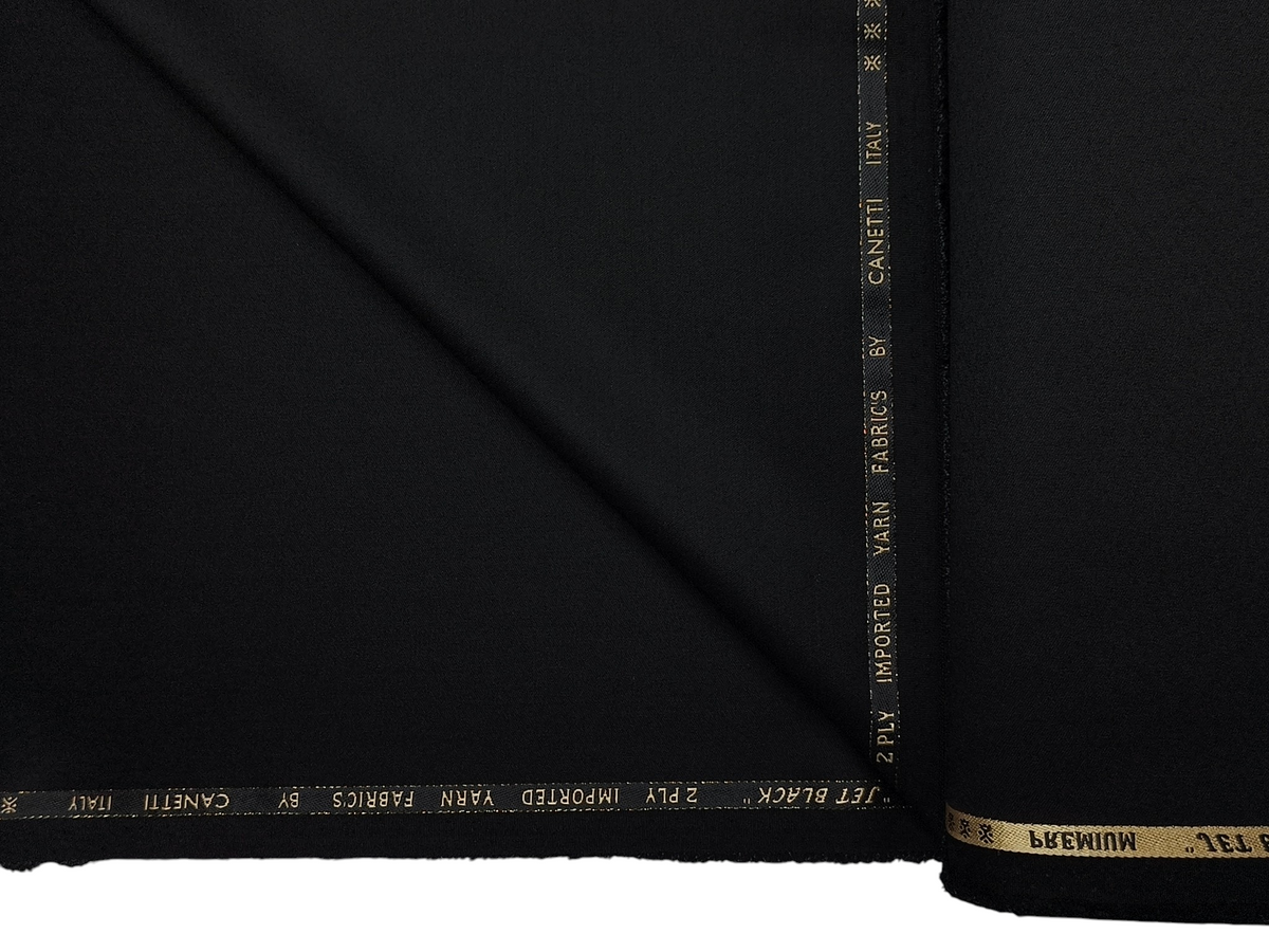 Canetti Italy 2PLY Premium TR Suiting Fabric (Jet Black, Plain)
