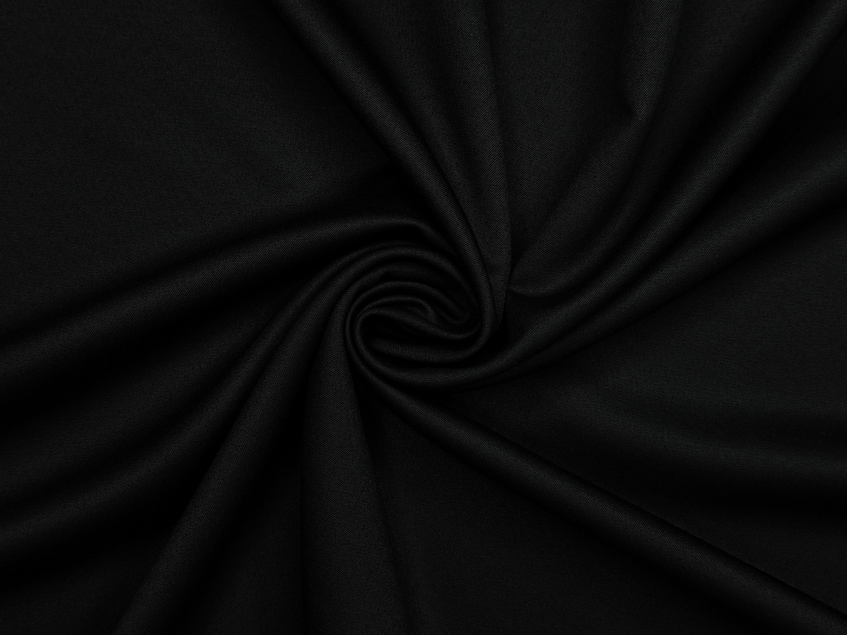 Canetti Italy 2PLY Premium TR Suiting Fabric (Jet Black, Plain)