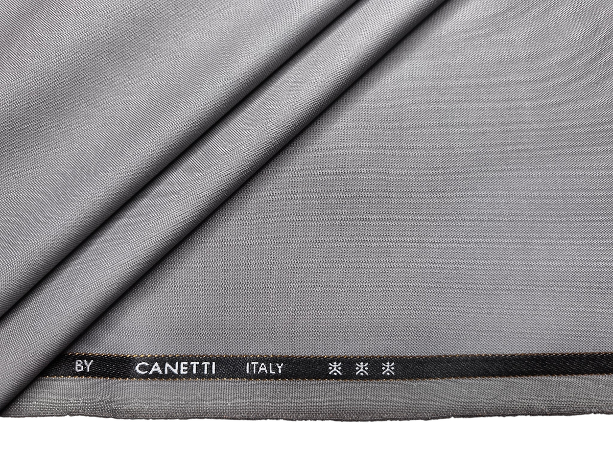 Canetti Italy Premium TR Stretched Suiting Fabric (Light Grey, Plain)