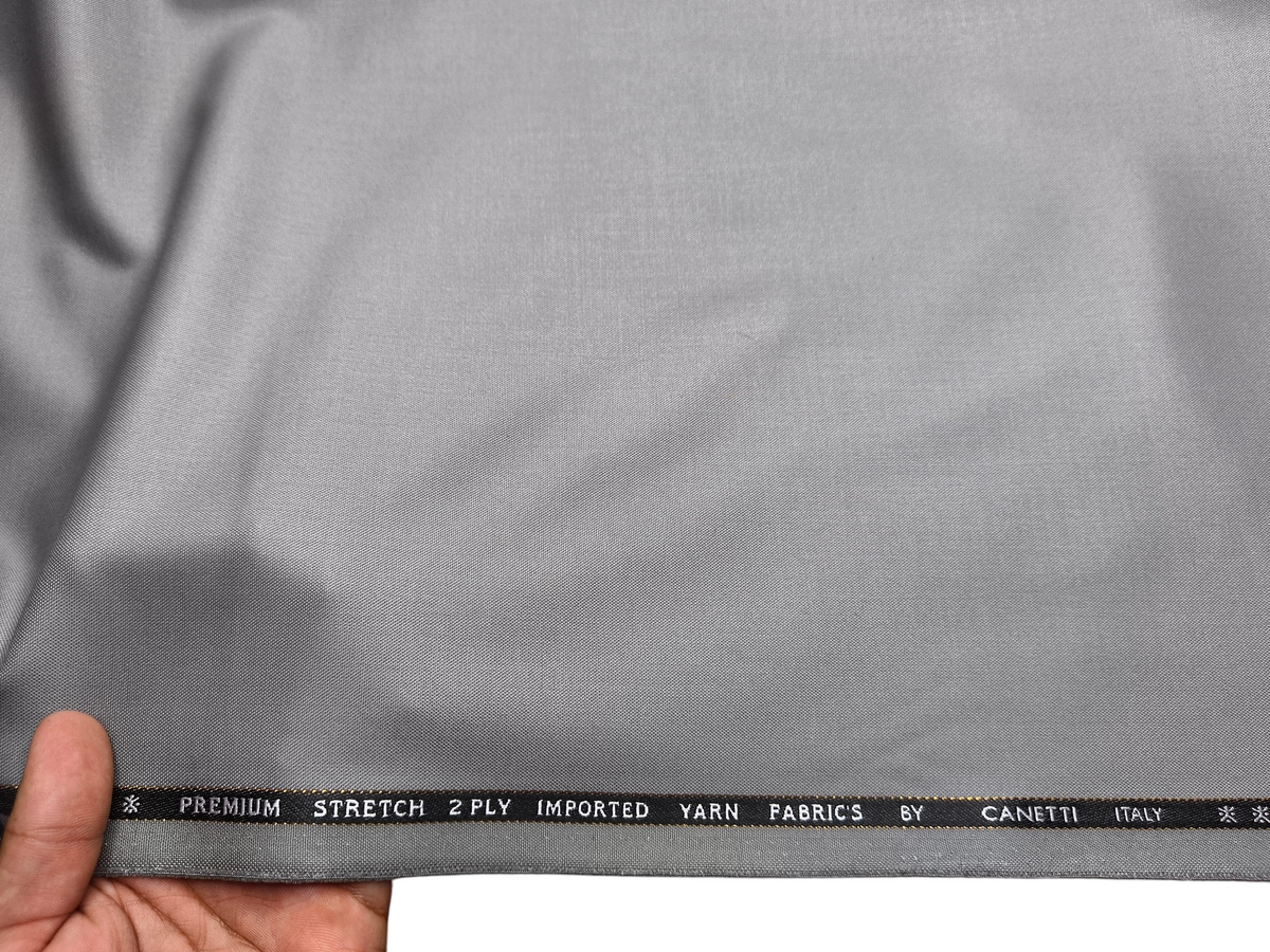 Canetti Italy Premium TR Stretched Suiting Fabric (Light Grey, Plain)