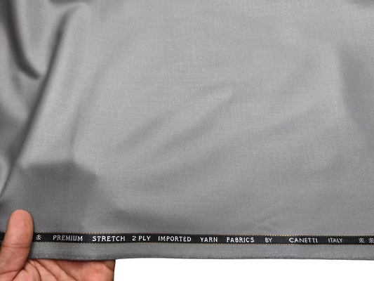 Canetti Italy Premium TR Stretched Suiting Fabric (Light Grey, Plain)