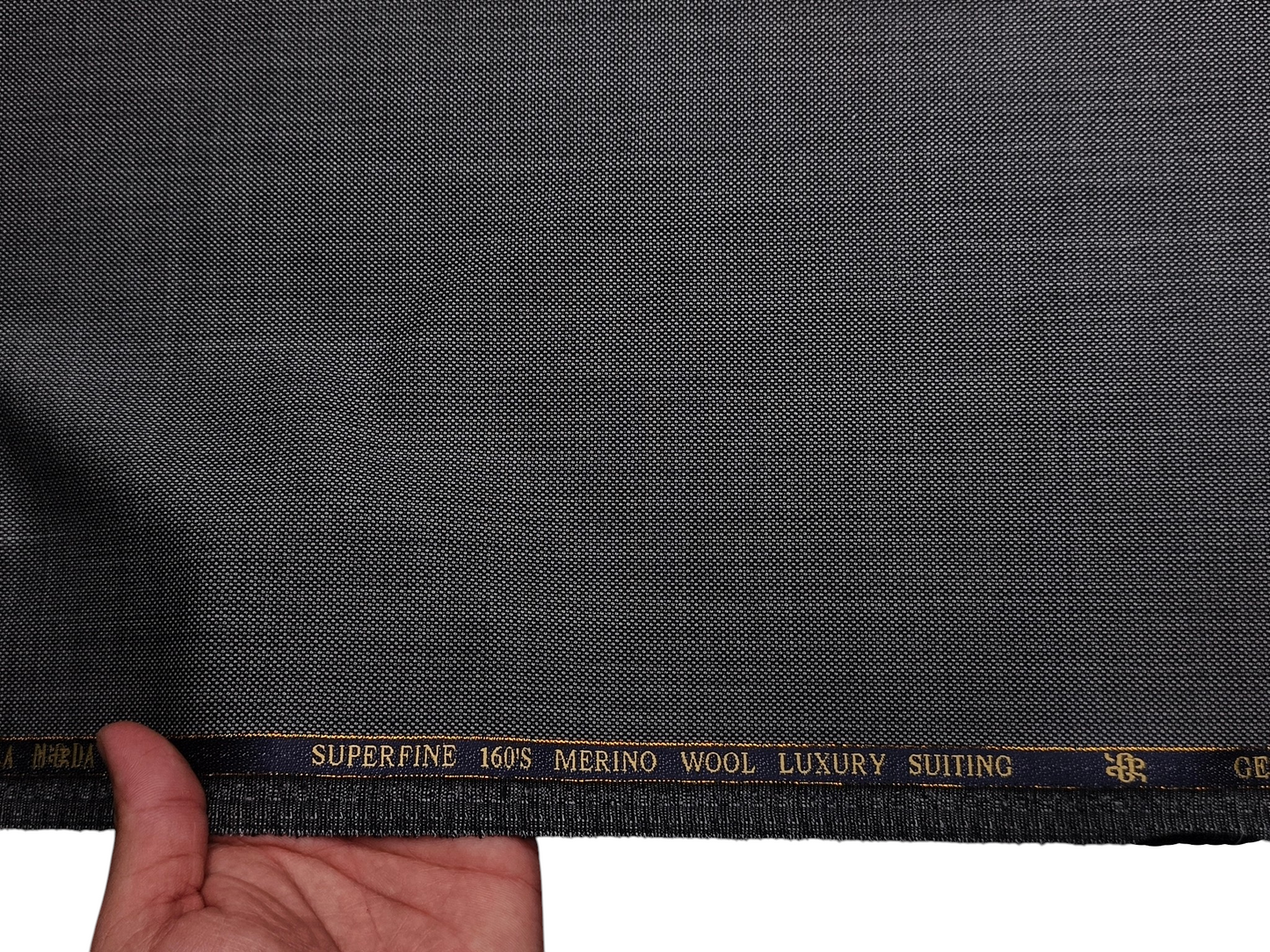 Georgia Gullini Italy Super 160s Wool Blended Premium Suiting Fabric (Grey , Textured)