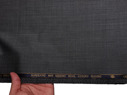 Georgia Gullini Italy Super 160s Wool Blended Premium Suiting Fabric (Grey , Textured)