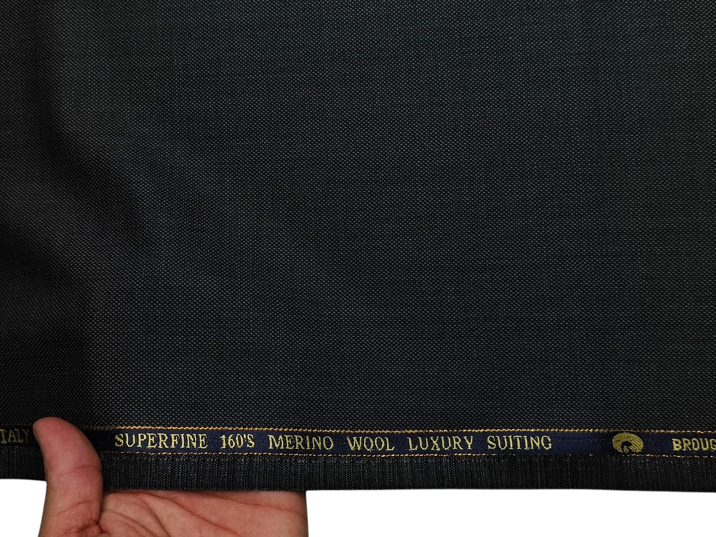 Georgia Gullini Italy Super 160s Wool Blended Premium Suiting Fabric (Dark Grey, Textured)