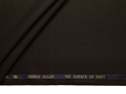 Georgia Gullini Italy Super 160s Wool Blended Premium Suiting Fabric (Dark Brown, Textured)