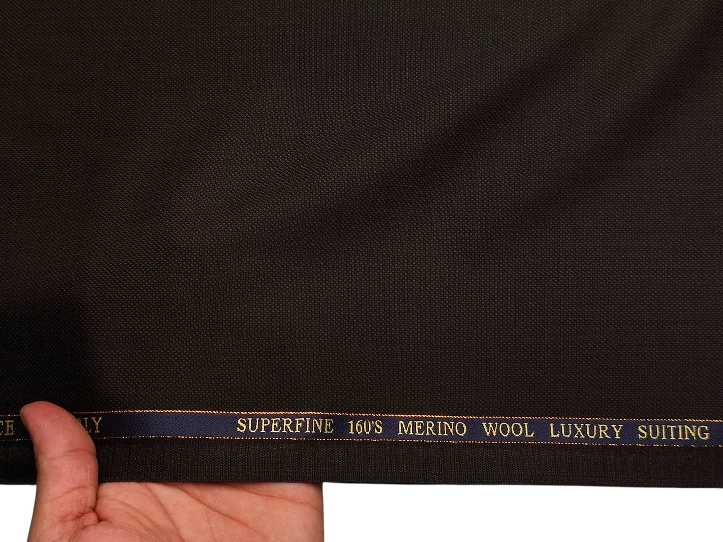 Georgia Gullini Italy Super 160s Wool Blended Premium Suiting Fabric (Dark Brown, Textured)