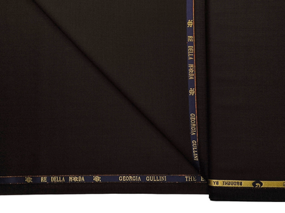 Georgia Gullini Italy Super 160s Wool Blended Premium Suiting Fabric (Dark Brown, Textured)