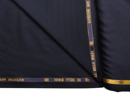 Georgia Gullini Italy Super 160s Wool Blended Premium Suiting Fabric (Navy Blue, Herringbone)