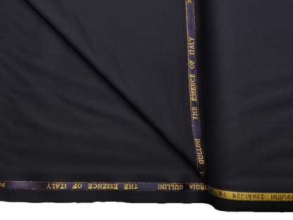 Georgia Gullini Italy Super 160s Wool Blended Premium Suiting Fabric (Navy Blue, Plain)