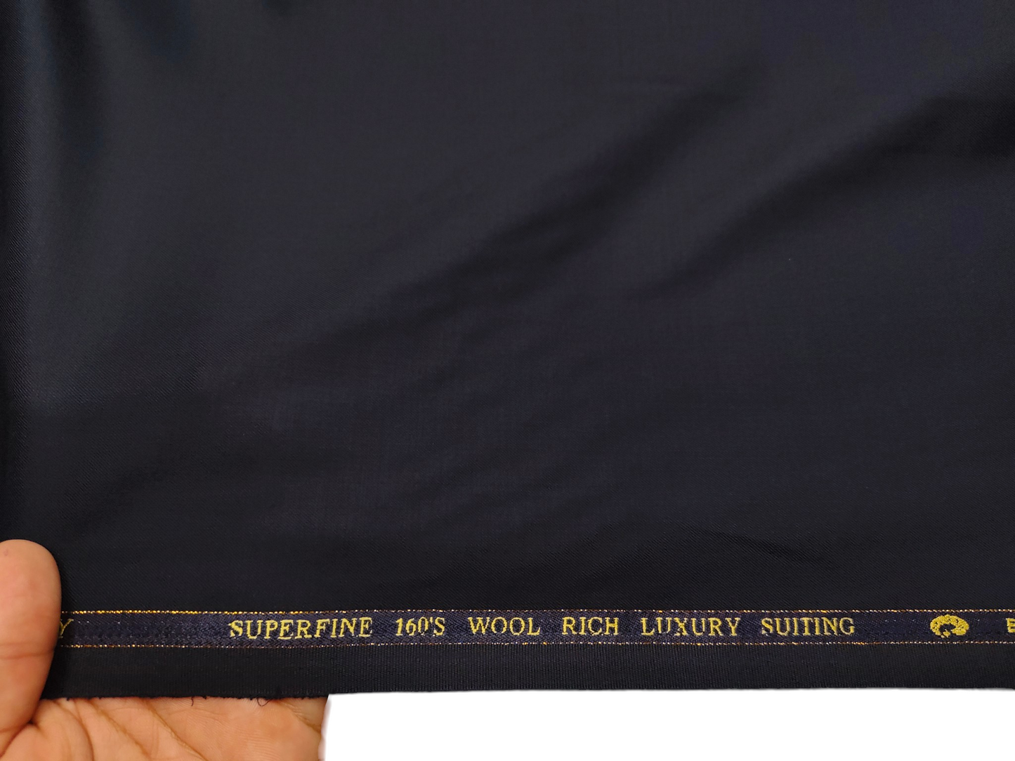 Georgia Gullini Italy Super 160s Wool Blended Premium Suiting Fabric (Navy Blue, Plain)