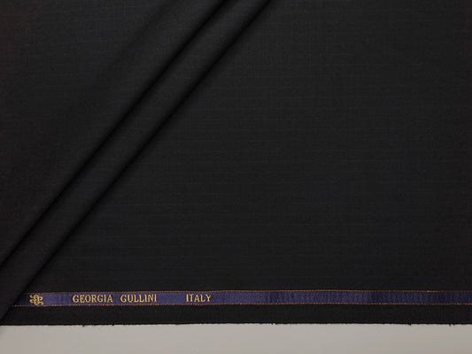 Georgia Gullini Italy Super 160s Wool Blended Premium Suiting Fabric (Black, Pinstripes)