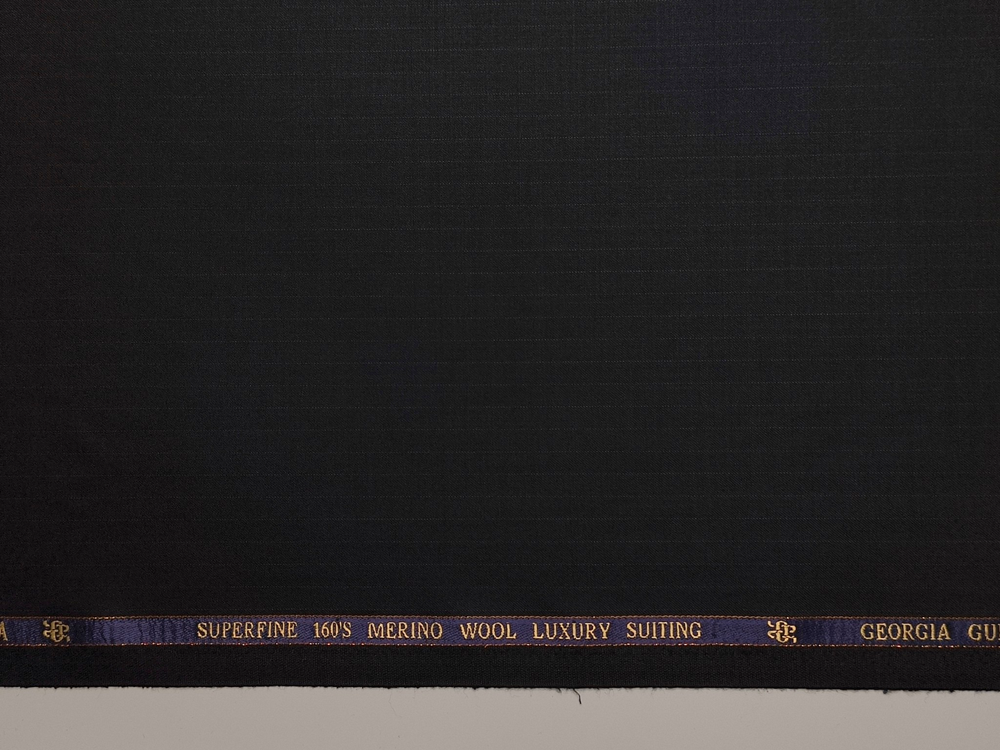 Georgia Gullini Italy Super 160s Wool Blended Premium Suiting Fabric (Black, Pinstripes)