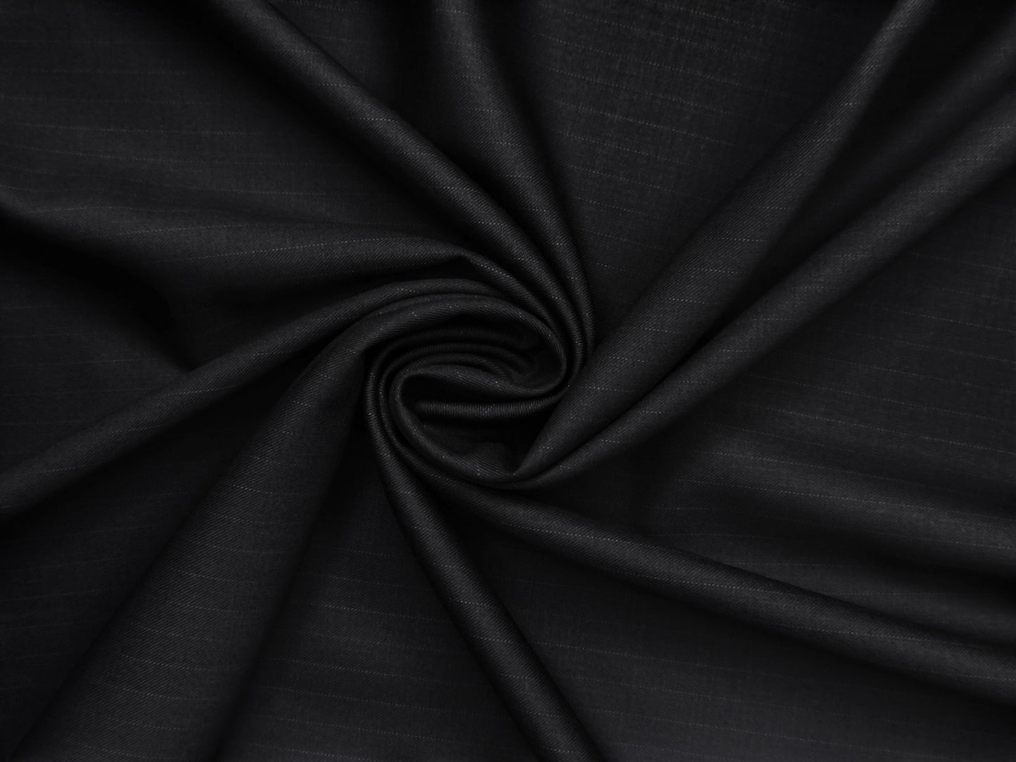 Georgia Gullini Italy Super 160s Wool Blended Premium Suiting Fabric (Black, Pinstripes)